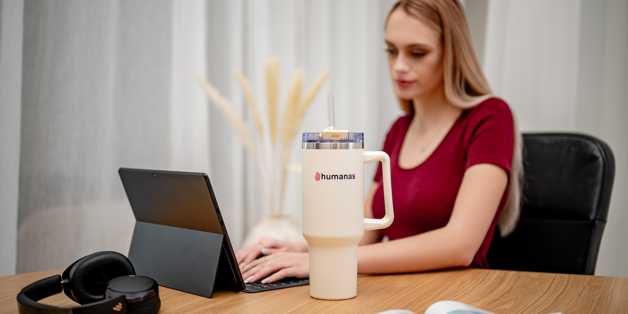 Kubek termiczny Humanas Viva 1200 ml - beżowy